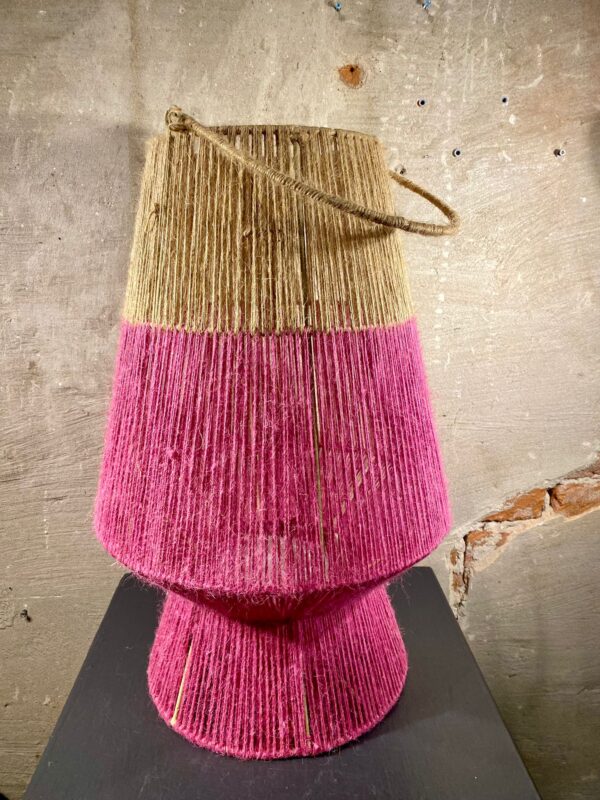 Lantaarn raffia product hoog 50 cm