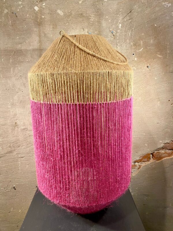 Lantaarn raffia product hoog 60 cm