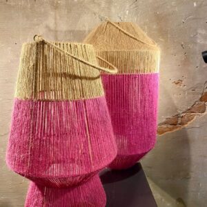 Lantaarn raffia product set van 2