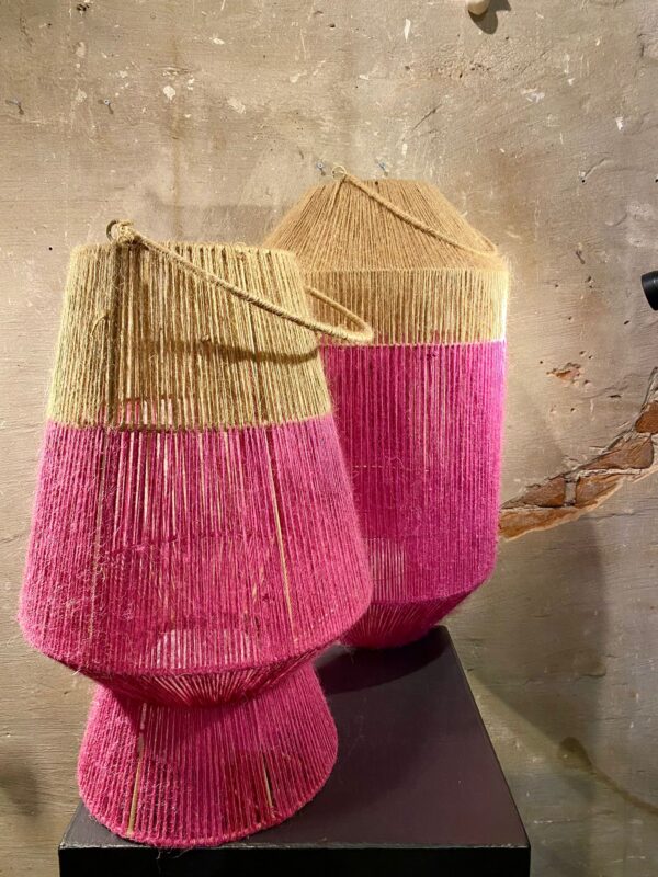 Lantaarn raffia product set van 2