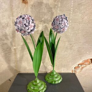 set Botanische bloemen kleur lila roze groen