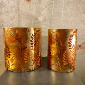 Windlichten set van 2 kleur herfst