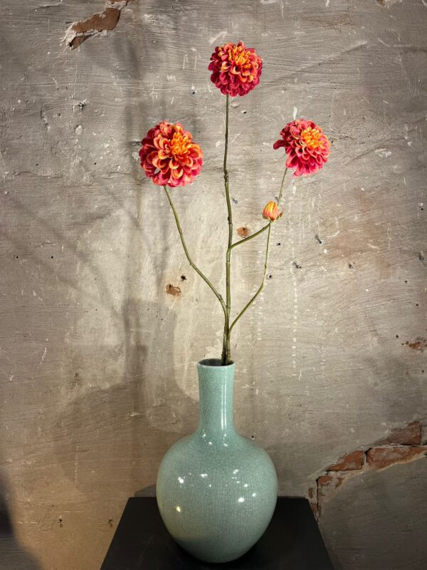 Zijden Dahlia tak oranje rood