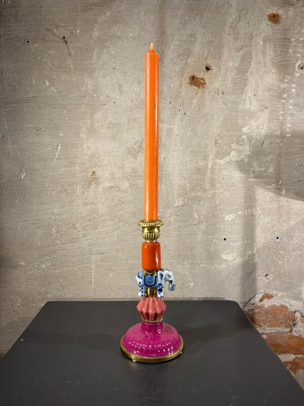 Kandelaar Olifant porselein met brass