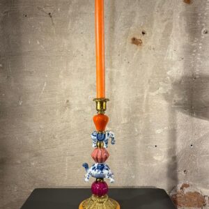 Kandelaar Olifant schildpad porselein met brass