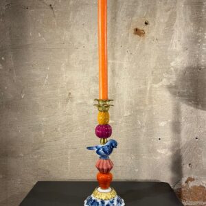 Kandelaar vogel porselein met brass