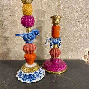 set kandelaren van 2 hoog 26 en 20 cm