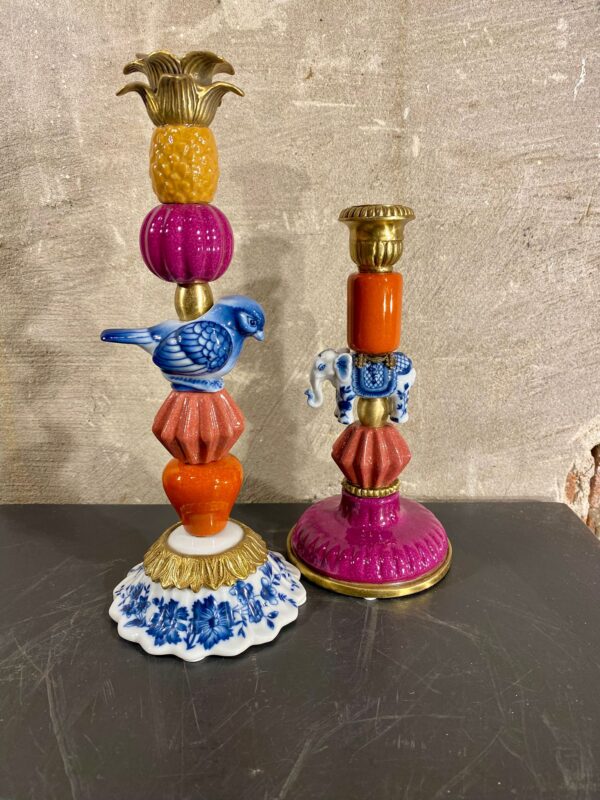 set kandelaren van 2 hoog 26 en 20 cm