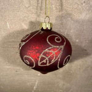 Kerstbal druppel rood met glitters