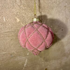 Kerstbal druppel velvet roze