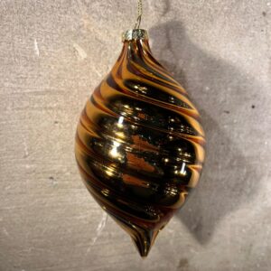 Kerstbal ovaal swirl goud