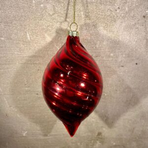 Kerstbal ovaal swirl rood