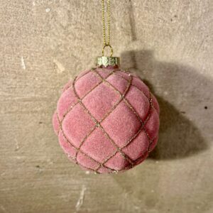 Kerstbal rond velvet roze