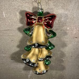 Kerstbellen goud met rode strik