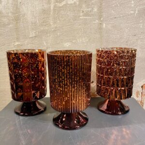 Set waxine houders mix set van 3 in Bronze kleuren