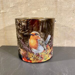 Waxine houder met roodborst vogeltje