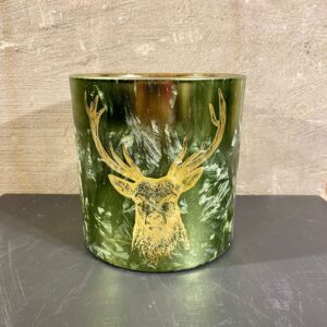 Waxine houder olijfgroene kleur met hert