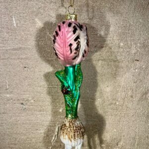 Kerstornament Tulp roze met bruin