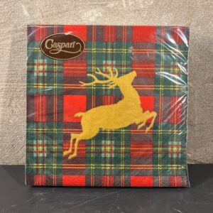 Servetten reindeer tartan red