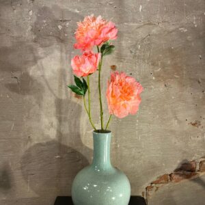 Zijden Pioen tak Zalm roze