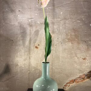 Zijden Pioen tulp licht roze met groen