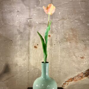 Zijden Pioen tulp open licht roze met creme