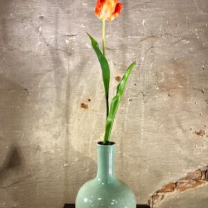 Zijden Pioen tulp open oranje met geel