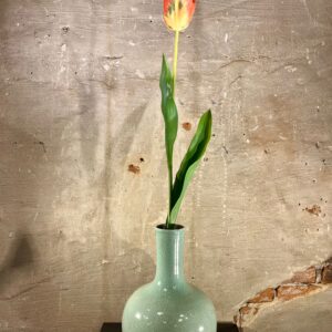 Zijden Pioen tulp oranje met geel