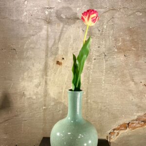 Zijden Pioen tulp roze met geel