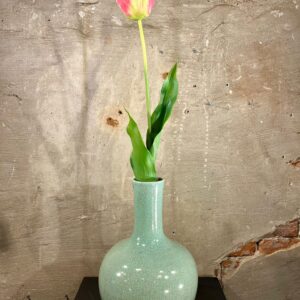 Zijden pioen tulp roze met groen