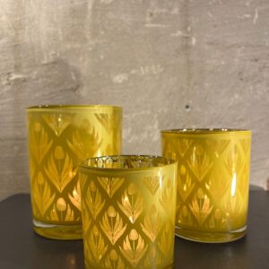 Waxine houder met tulpen motief mix geel