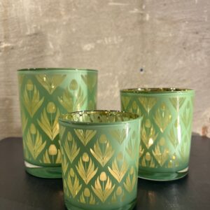 Waxine houder met tulpen motief mix groen