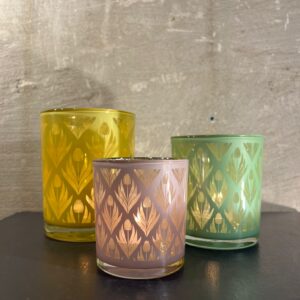 Waxine houder met tulpen motief mix van 3 stuks