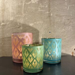 Waxine houder met tulpen motief mix van 3 stuks