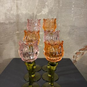 set van zes tulpen waxinehouders