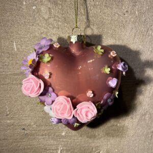 Paashanger hart roze met bloemen