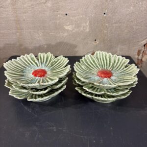 set van zes bordjes cosmea groen