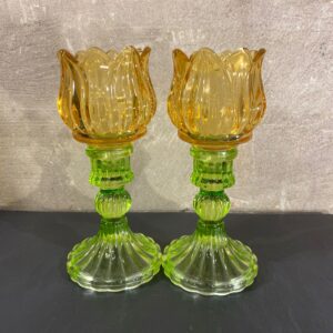 Set tulpen waxines set van 2 kleur amber geel