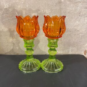 Set tulpen waxines set van 2 kleur oranje