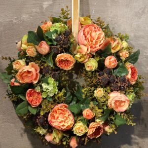 Zijden krans rozen peach