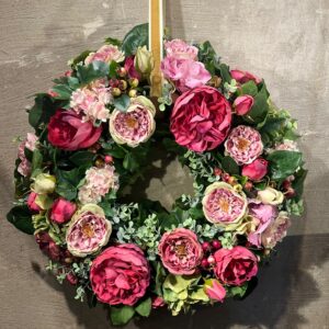 Zijden krans rozen Pink