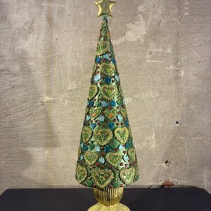Resin kerstboom green hearts