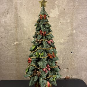 Resin kerstboom traditional green en bows