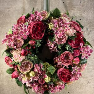Zijden krans rozen pink
