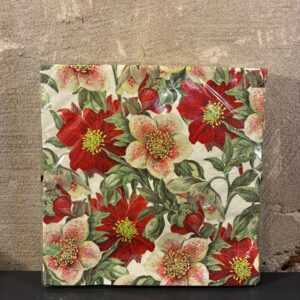 Servetten red white flowers