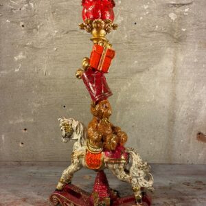kerstkandelaar schommelpaard met teddy beer